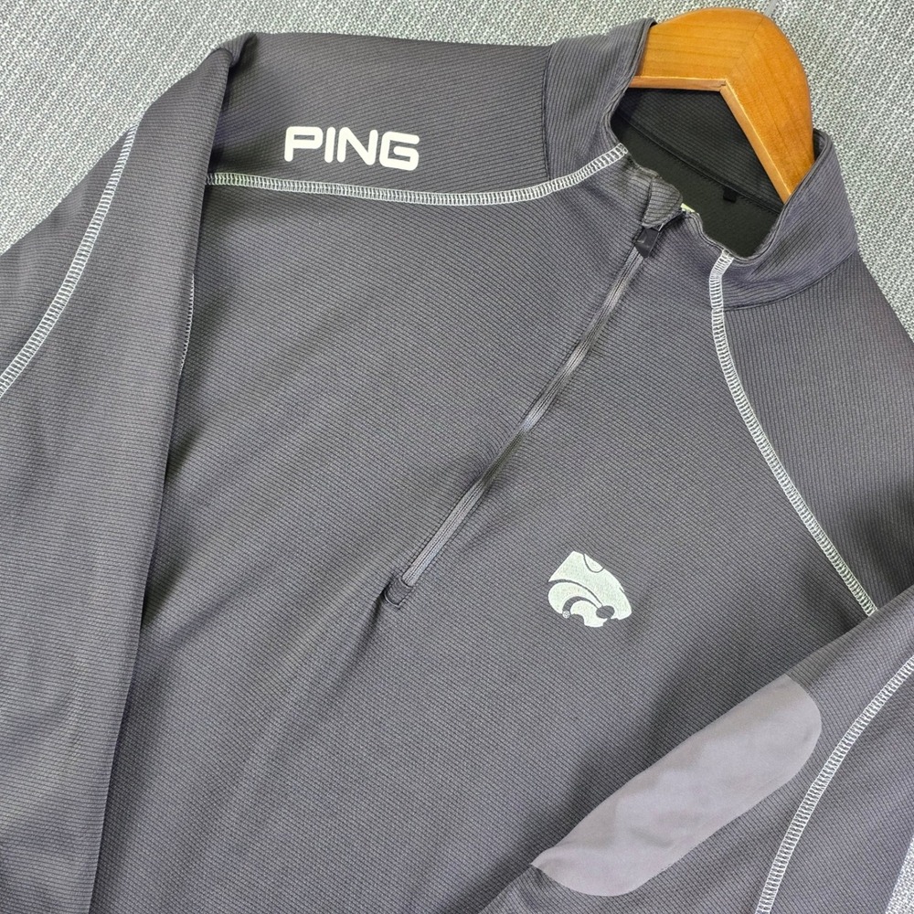 K-State Wildcats x Ping Quarter Zip Pullover Mens M Gray Sensor Cool Performance